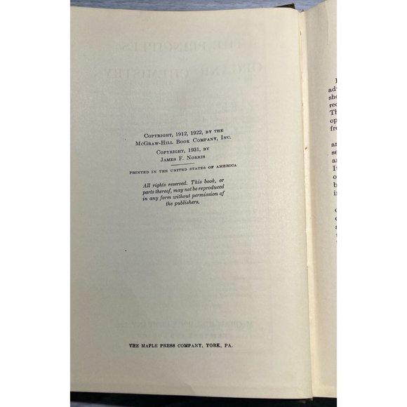 The Principles Of Organic Chemistry 3rd Edition By James F Norris 1931 Textbook - Picture 3 of 12